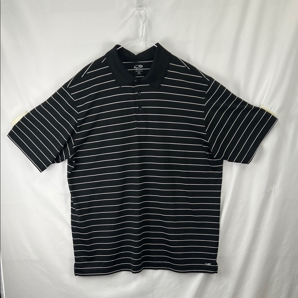 Champion - Men’s Golf Shirt - XL - Black with White Stripes - Duo Dry